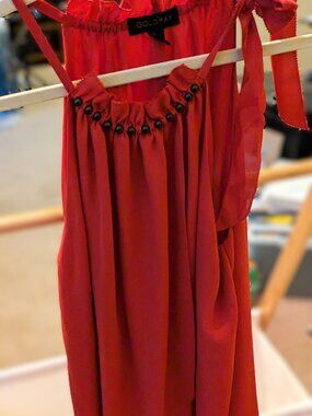 Stitch Fix Goldray Burnt Orange Rust Studded Tulip Hem Halter Top - Size L